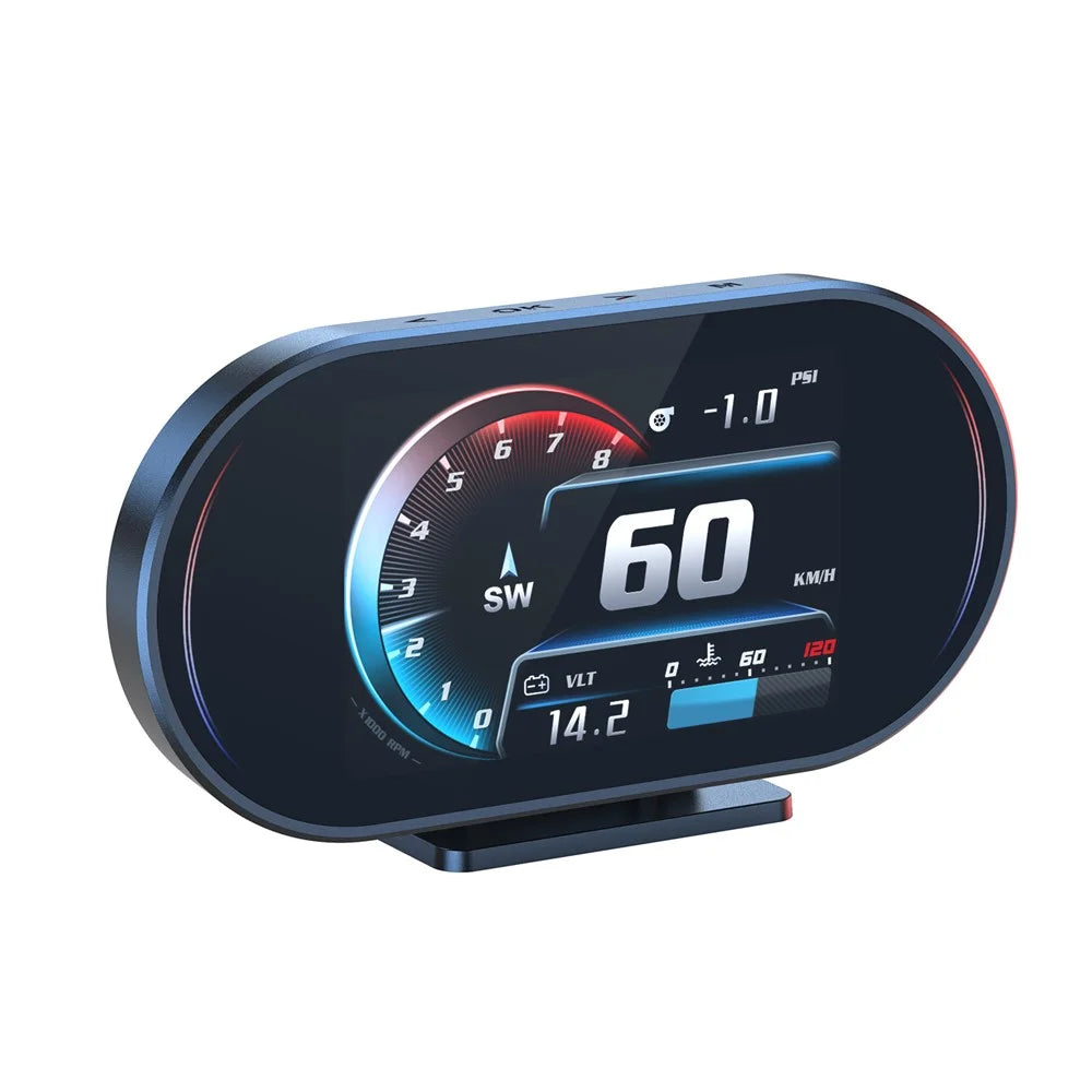 P27 OBD2 GPS Dual-Mode Car HUD LCD Head-Up Display with Speed RPM Water Temperature and Fuel Consumption - Black - 1