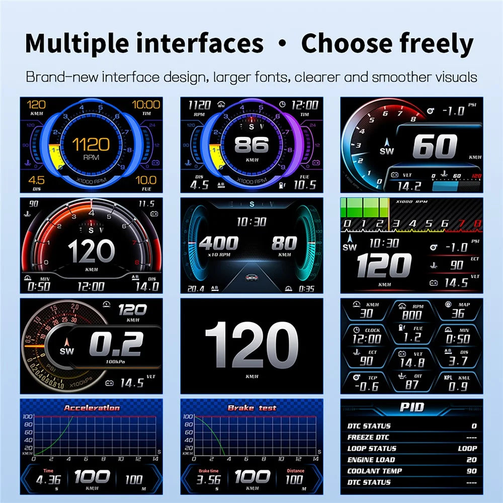 P27 OBD2 GPS Dual-Mode Car HUD LCD Head-Up Display with Speed RPM Water Temperature and Fuel Consumption - Black - 5