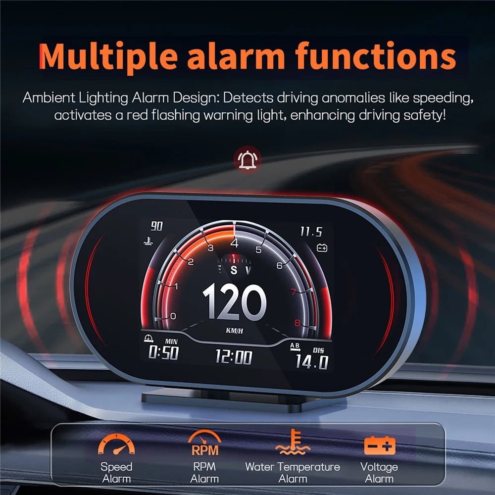 P27 OBD2 GPS Dual-Mode Car HUD LCD Head-Up Display with Speed RPM Water Temperature and Fuel Consumption - Black - 7