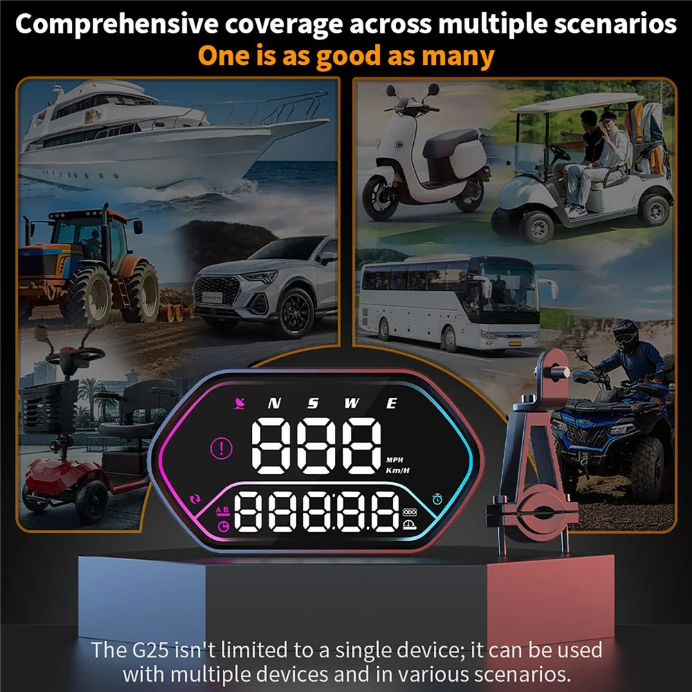 G25 Universal GPS Speedometer IP68 Waterproof HUD Head-Up Display for Car Motorcycle - Black - 4