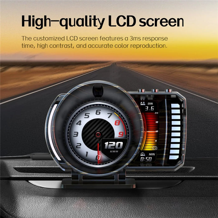 P28 3.5 Inch LCD OBD2+GPS Dual System Car HUD Head-Up Display with RGB Ambient Light - Black - 6