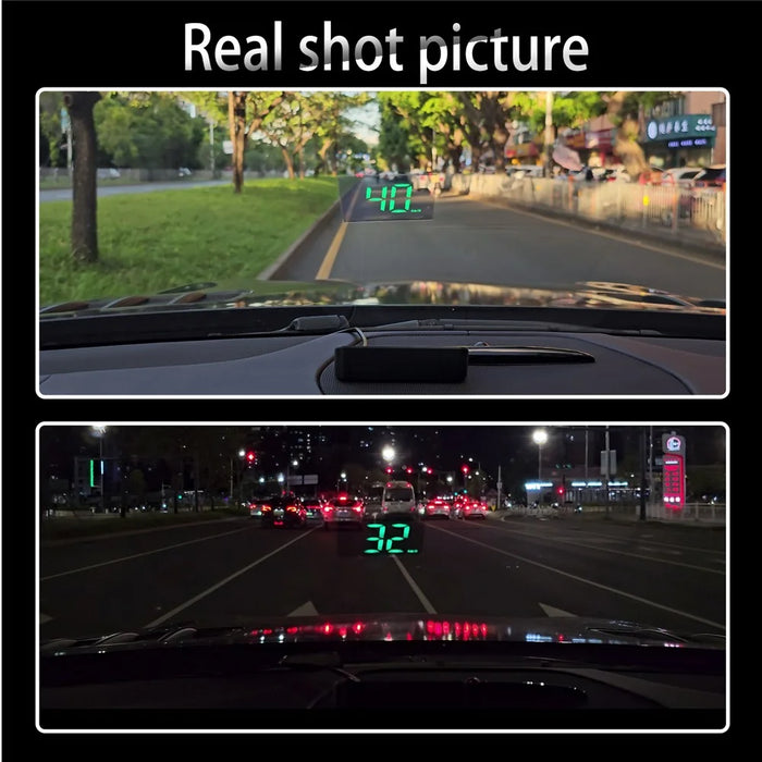 M2 HUD Head-Up Display Dual Mode GPS + BeiDou 10Hz Speedometer Type-C Powered for Car - Green / KM - 7