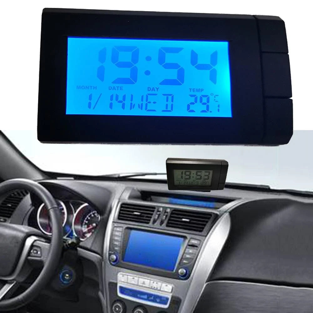 CT66 Car LCD Digital Clock & Temperature 2 in 1 Auto Watch Thermometer Car Ornaments Electronic Clock - 1