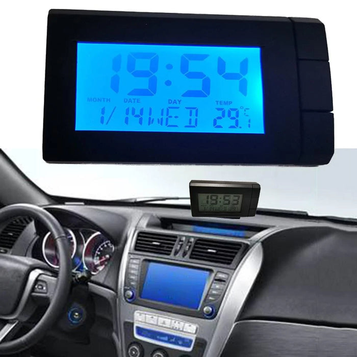 CT66 Car LCD Digital Clock & Temperature 2 in 1 Auto Watch Thermometer Car Ornaments Electronic Clock - 1