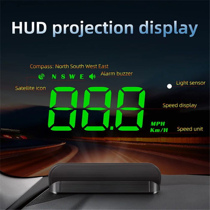 M1 Multifunctional Large Screen Head Up Display Car Electronic HUD Windshield Projector Overspeed Security Alarm - Green - 4
