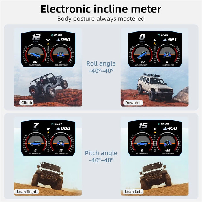 P1 3.5 inch LCD Car HUD Head Up Display Speed Detector Slope Meter Plastic OBD2+GPS Smart Driving Computer - 7