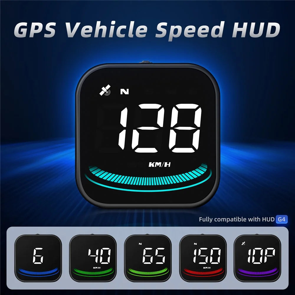 G4 Car HUD Digital Speedometer Over-speed Fatigue Driving Alarm GPS Compass Head-up Display - 3