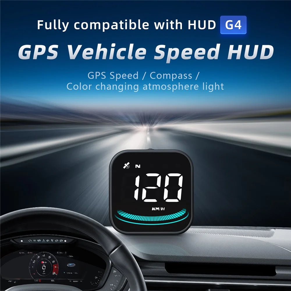 G4 Car HUD Digital Speedometer Over-speed Fatigue Driving Alarm GPS Compass Head-up Display - 4