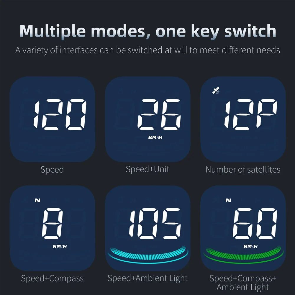 G4 Car HUD Digital Speedometer Over-speed Fatigue Driving Alarm GPS Compass Head-up Display - 6