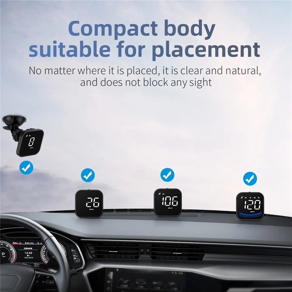 G4 Car HUD Digital Speedometer Over-speed Fatigue Driving Alarm GPS Compass Head-up Display - 7