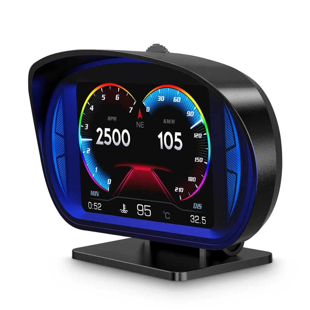 P2 OBD LCD Display Smart Driving Device + Diagnostic Tools + Slope Meter for Cars Vehicles - 1
