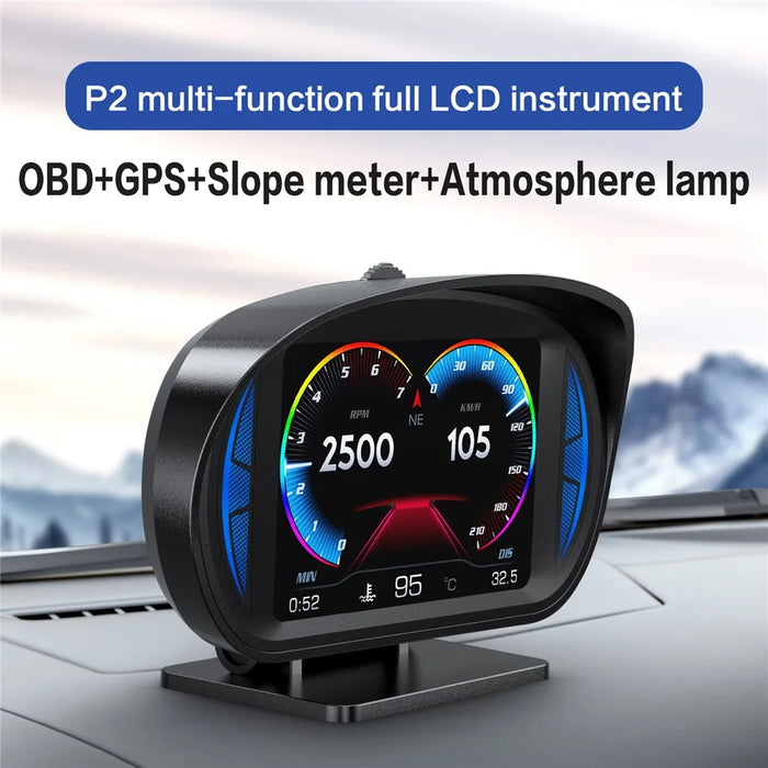 P2 OBD LCD Display Smart Driving Device + Diagnostic Tools + Slope Meter for Cars Vehicles - 4