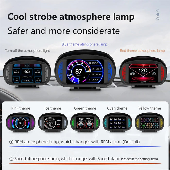 P2 OBD LCD Display Smart Driving Device + Diagnostic Tools + Slope Meter for Cars Vehicles - 6