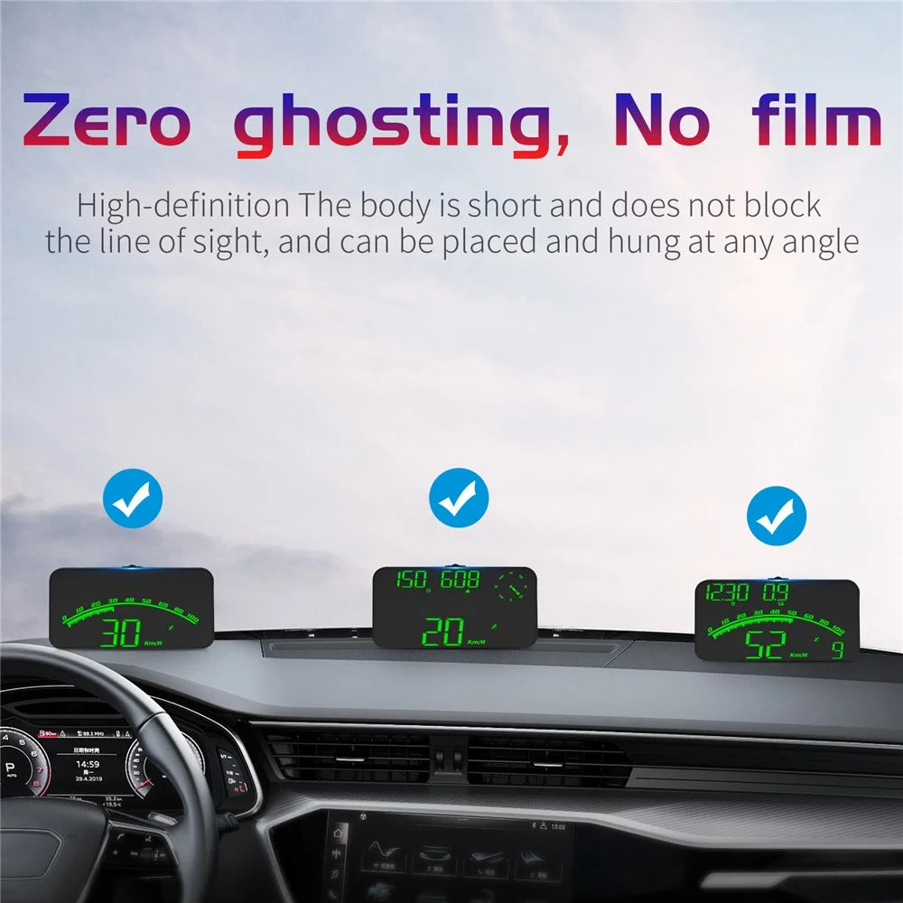 G10 GPS Head-Up Display 16:9 Large Screen HUD with 2 Alarm Function Support 360° Rotating - Green - 6