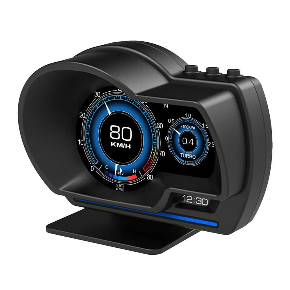 P6 Car HUD Head-Up Display OBD2+GPS Smart Gauge with Over Speed, RPM Alarm - 1