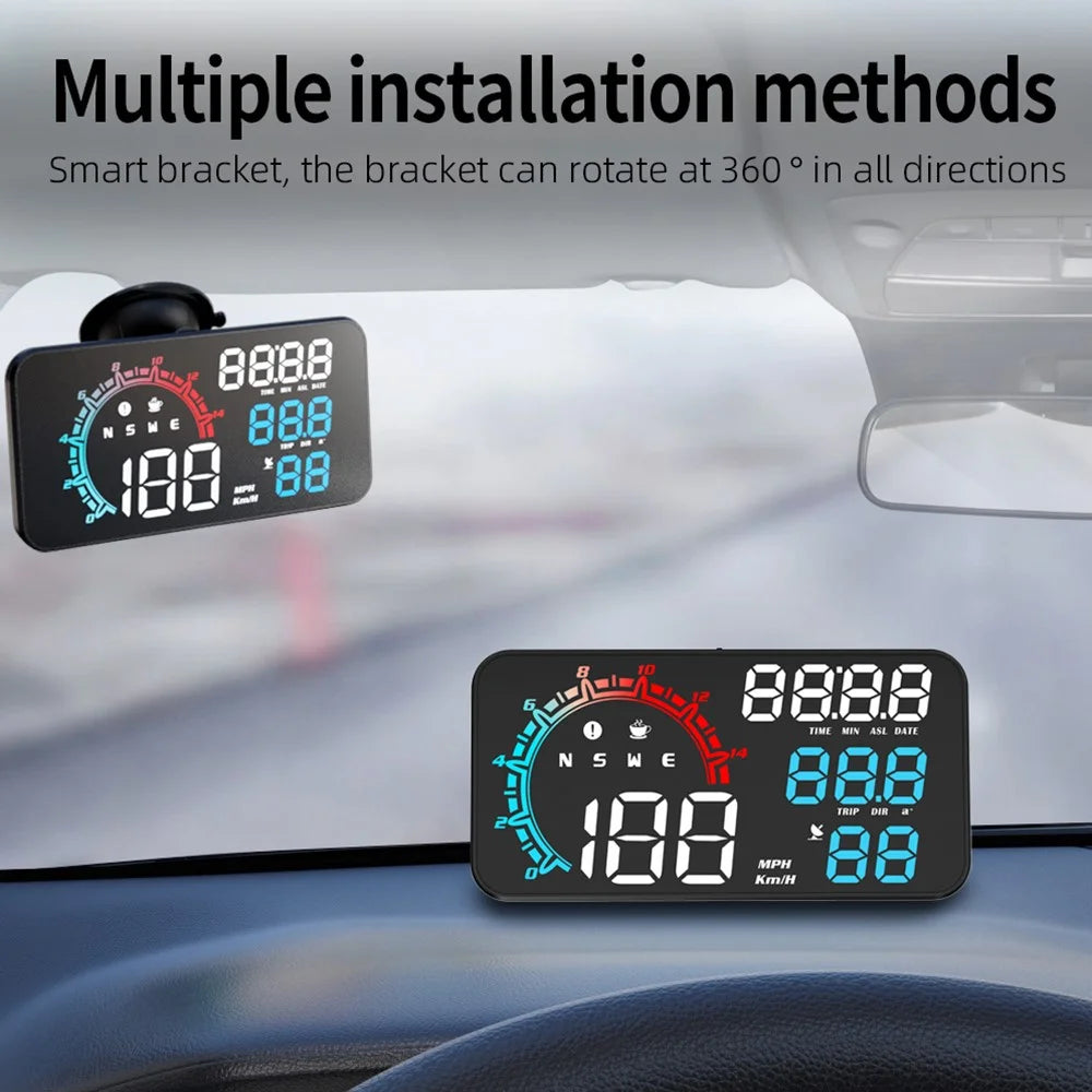 G11 Universal GPS HUD Head Up Display Speed Instrument with Overspeed Alarm for Oil Fuel Electric Hybrid Vehicle - Multi-color - 2