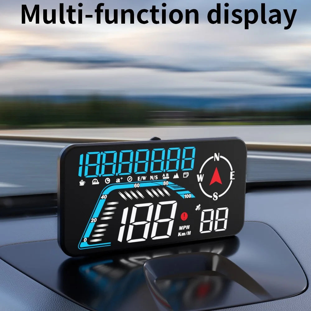 G12 HUD GPS Digital Car Speedometer Windshield Suction Cup Mount Head-Up Display - Blue+White - 2