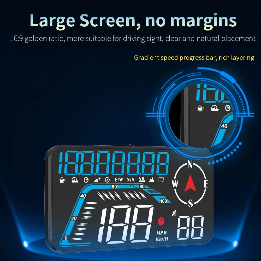 G12 HUD GPS Digital Car Speedometer Windshield Suction Cup Mount Head-Up Display - Blue+White - 3