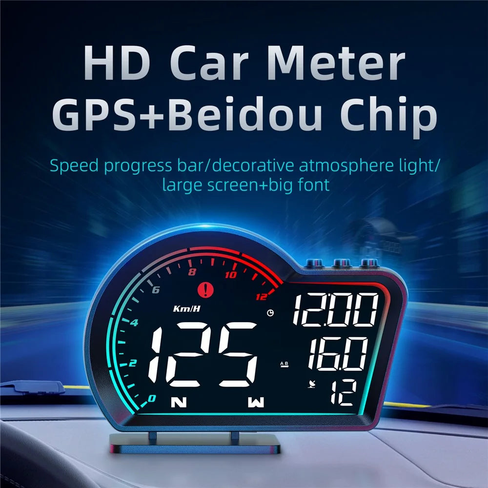 G16 Head Up Display Auto Speedometer Digital Odometer Alarm Reminder GPS HUD Gauge - Multi-color - 2