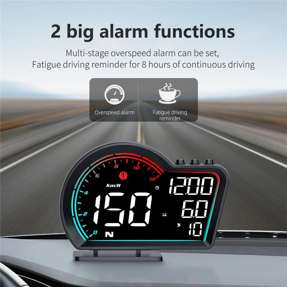 G16 Head Up Display Auto Speedometer Digital Odometer Alarm Reminder GPS HUD Gauge - Multi-color - 6