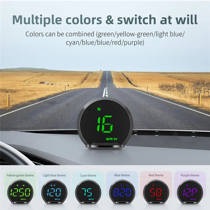 G13 Universal Head Up Display Car HUD 7-Color Digital Speedometer Alarm Reminder GPS System - 4