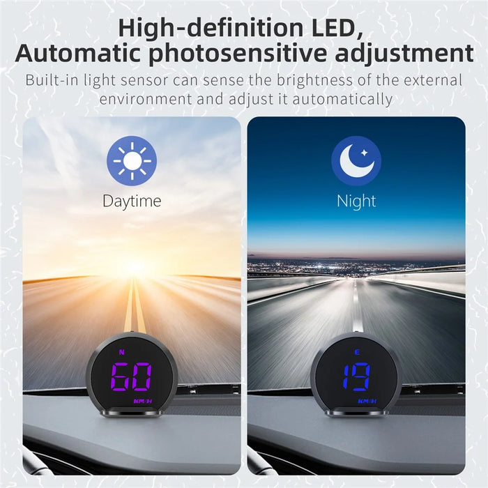 G13 Universal Head Up Display Car HUD 7-Color Digital Speedometer Alarm Reminder GPS System - 7