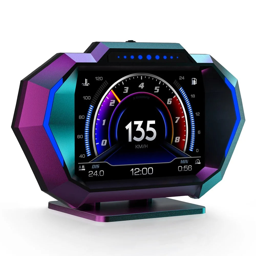 P24 Car Head Up Display OBD + GPS HUD On Board Computer Digital Speedometer with Ambient Light - 1