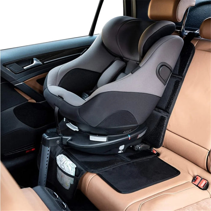 Universal Child Safety Seat Anti-Slip Mat Waterproof Pad Car Seat Protective Cover with Storage Pocket - Black Lines - 2