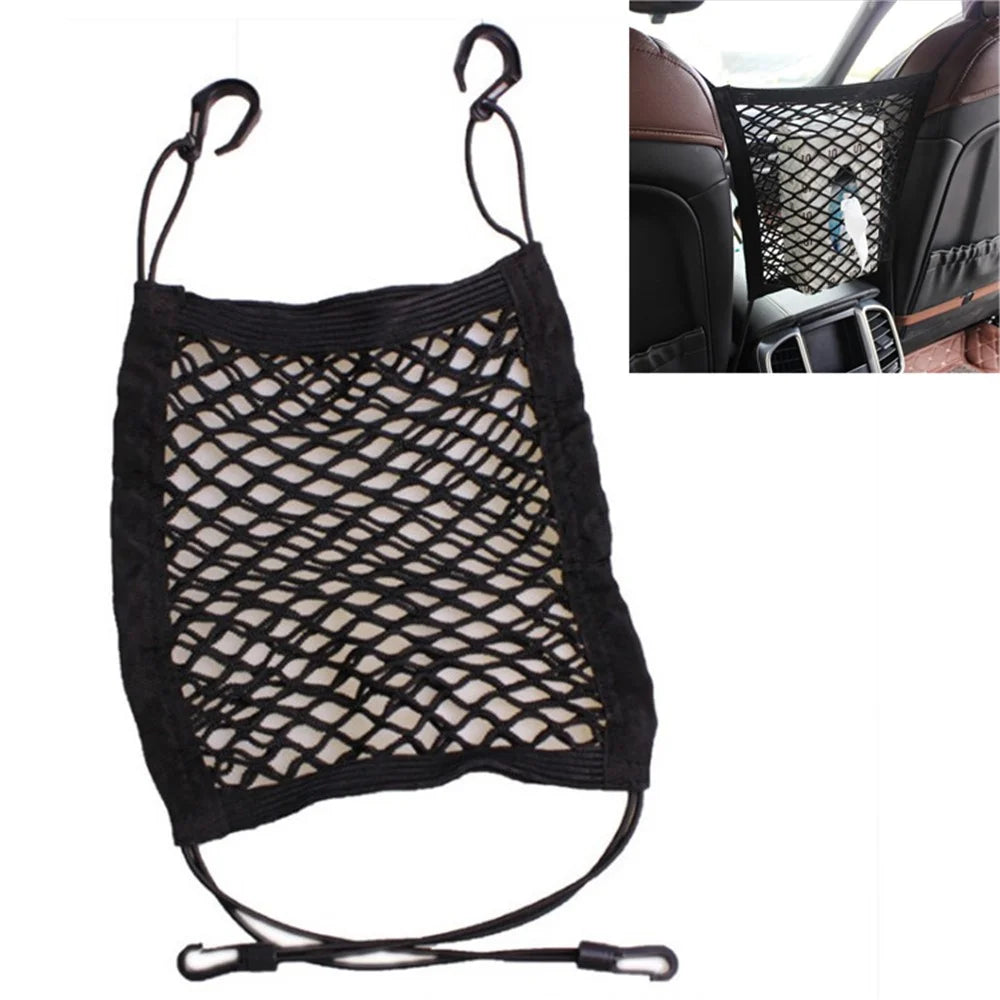 2-Layer Universal Car Seat Net Organizer Mesh Cargo Net Pouch Driver Storage Netting Pouch - 1