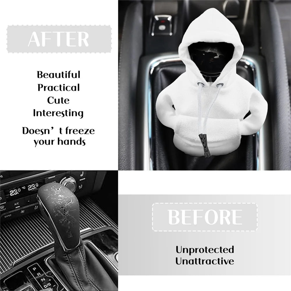Creative Hoodie Design Car Shift Knob Cover Gear Shift Lever Decoration - White - 2