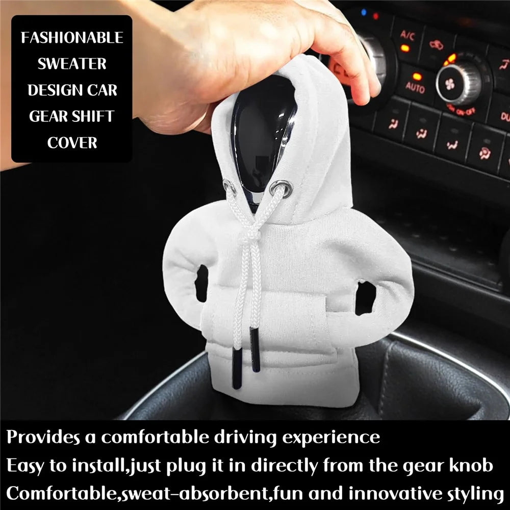 Creative Hoodie Design Car Shift Knob Cover Gear Shift Lever Decoration - White - 4