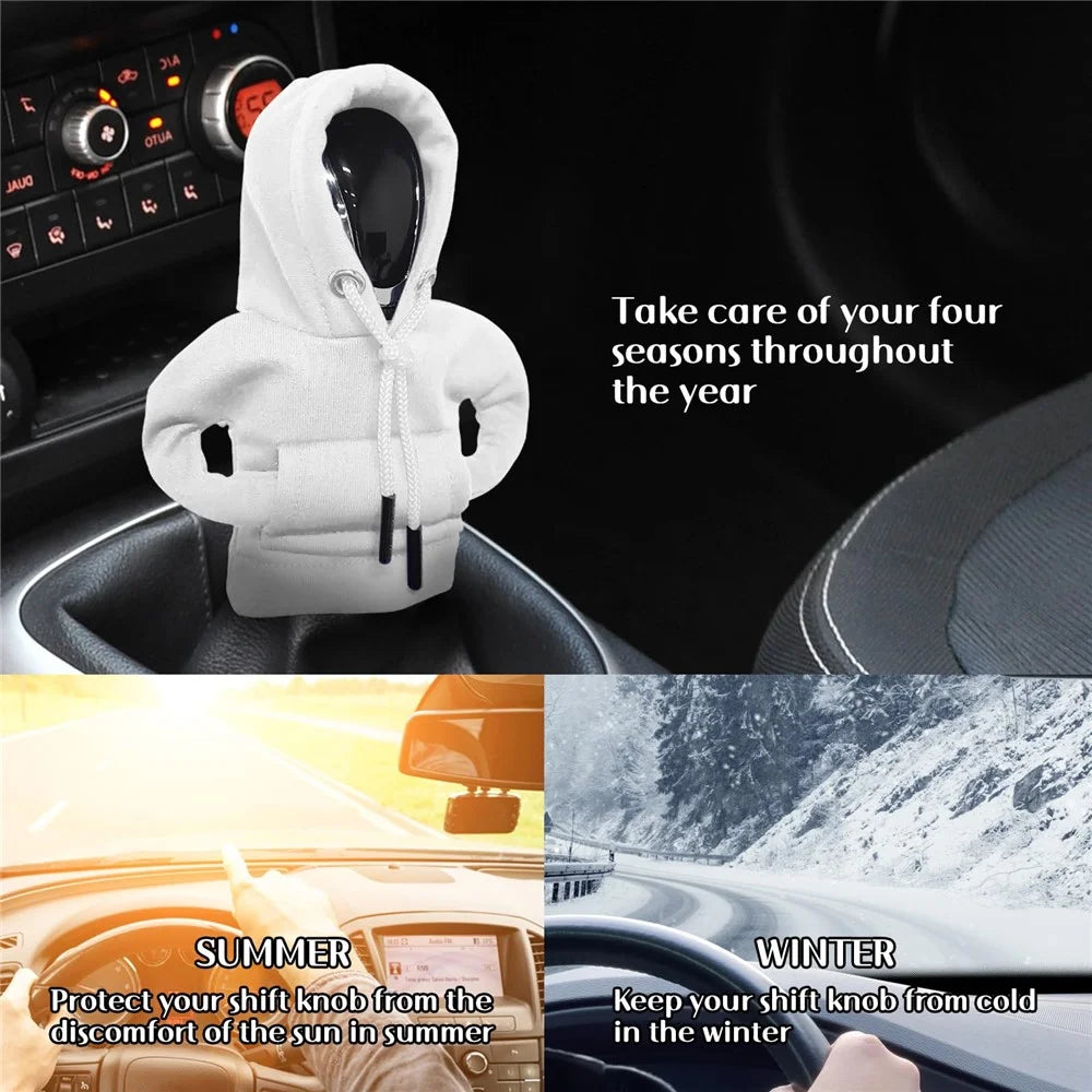 Creative Hoodie Design Car Shift Knob Cover Gear Shift Lever Decoration - White - 6