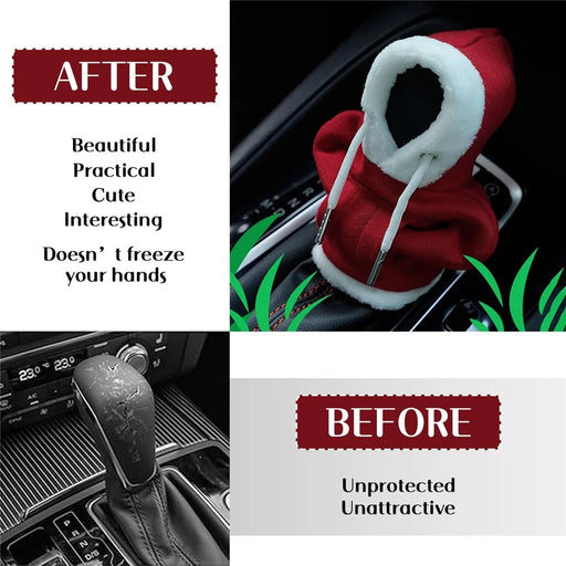 Christmas Style Hoodie Design Car Shift Knob Cover Vehicle Gear Shift Lever Decoration - Red - 2