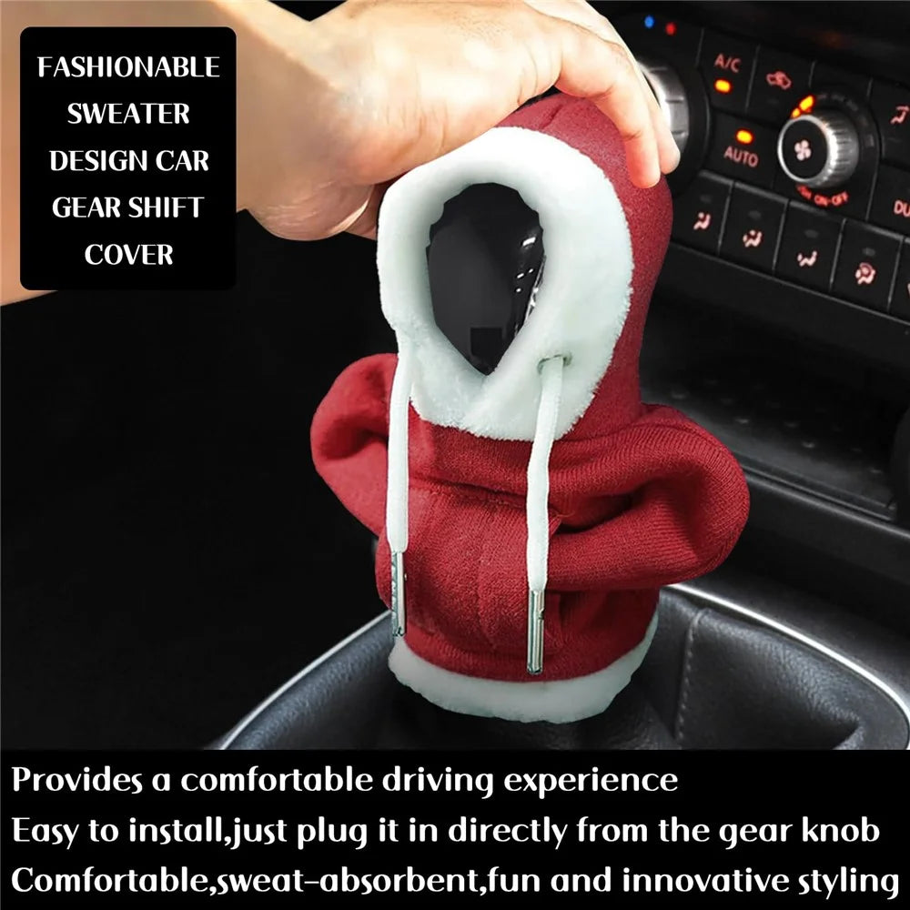 Christmas Style Hoodie Design Car Shift Knob Cover Vehicle Gear Shift Lever Decoration - Red - 4