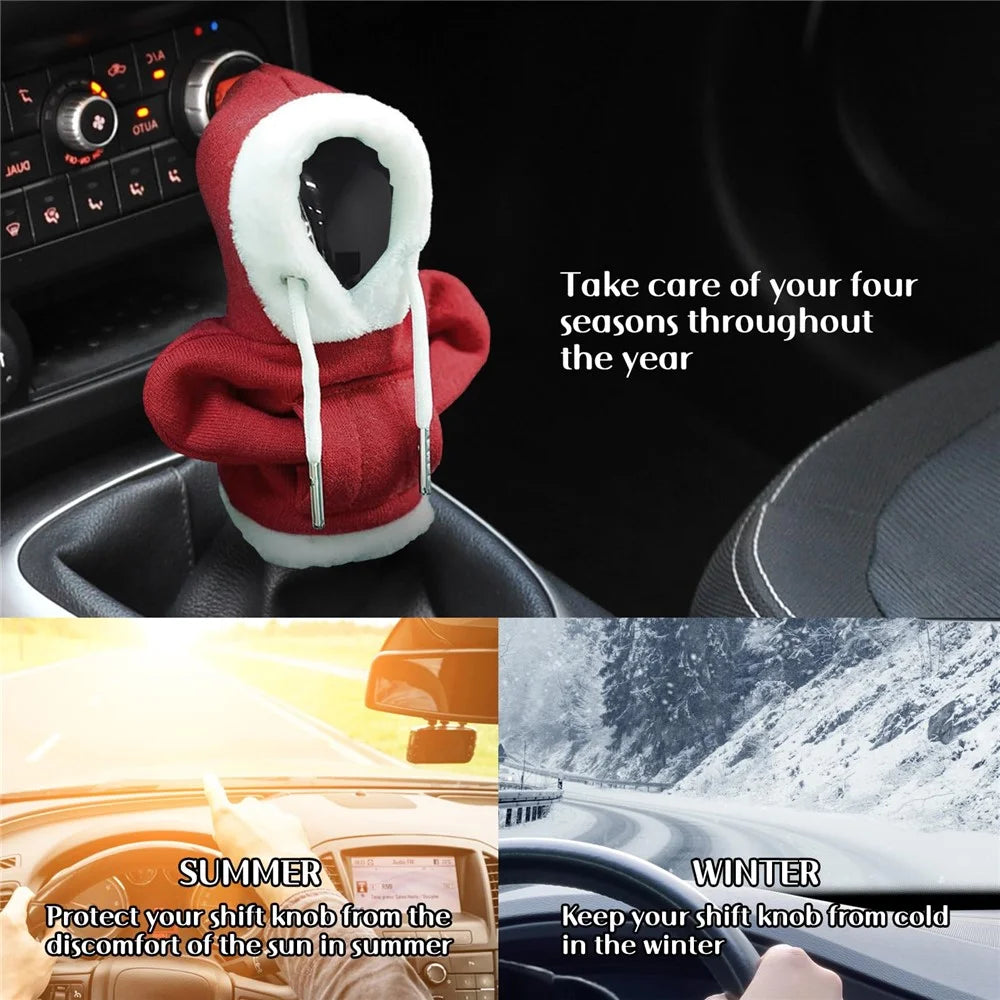 Christmas Style Hoodie Design Car Shift Knob Cover Vehicle Gear Shift Lever Decoration - Red - 6