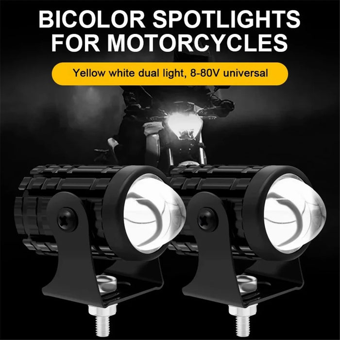 2Pcs IP67 Waterproof Motorcycle Super Bright Spotlight ATV Motorbike LED Headlights with Switch - 2
