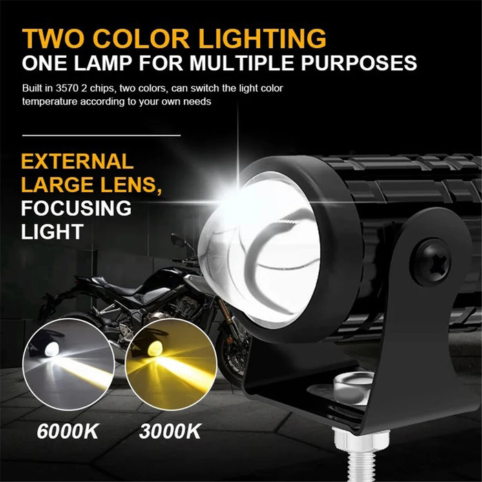 2Pcs IP67 Waterproof Motorcycle Super Bright Spotlight ATV Motorbike LED Headlights with Switch - 3