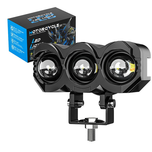 M-N-M30 Motorcycle LED Headlight 9-80V White+Yellow Light Motorbike Spotlight Front Lamp - 1