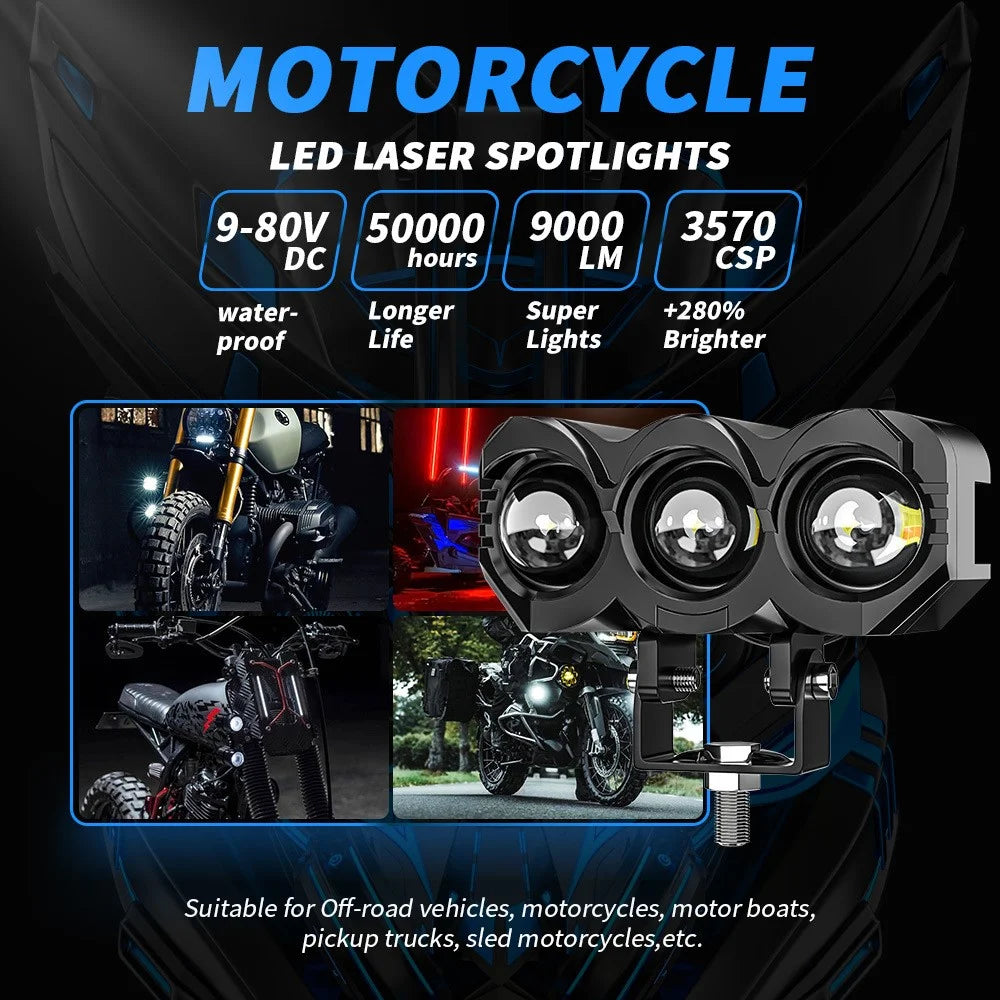 M-N-M30 Motorcycle LED Headlight 9-80V White+Yellow Light Motorbike Spotlight Front Lamp - 4