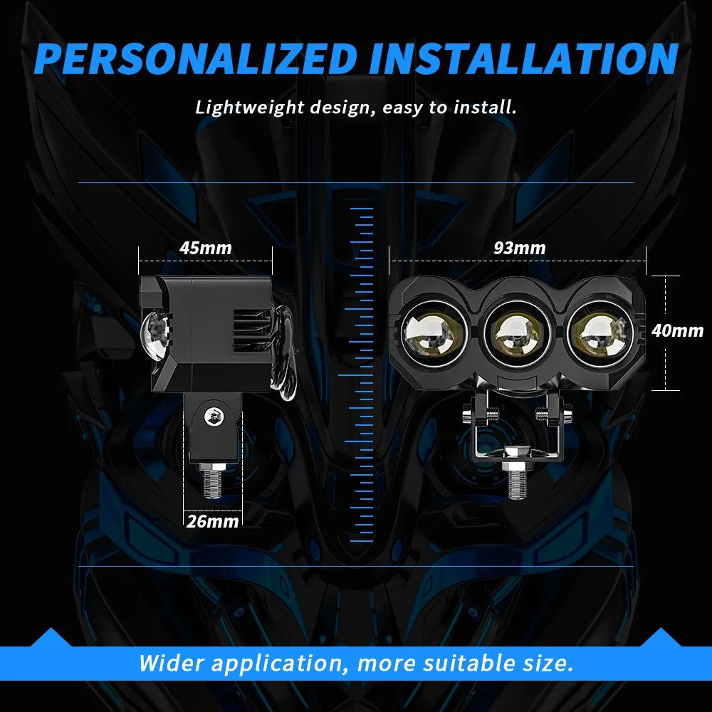 M-N-M30 Motorcycle LED Headlight 9-80V White+Yellow Light Motorbike Spotlight Front Lamp - 7