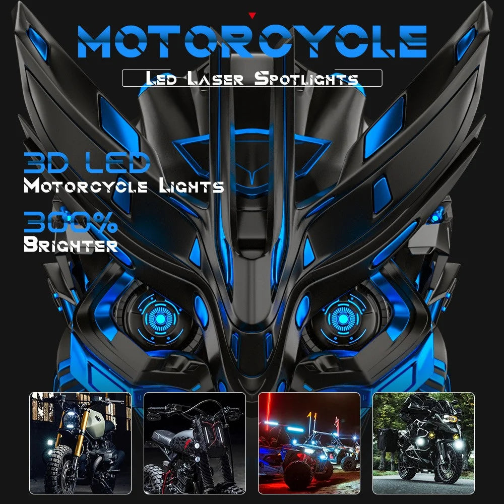 9-80V Motorcycle LED Headlight White+Yellow Light Motorbike Spotlight Safety Front Lamp - 2