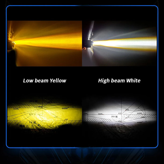 Motorcycle 4-LED Headlight White+Yellow Light Motorbike Spotlight Front Lamp - 5