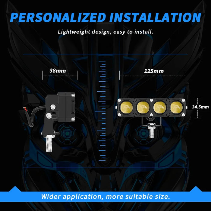 Motorcycle 4-LED Headlight White+Yellow Light Motorbike Spotlight Front Lamp - 6