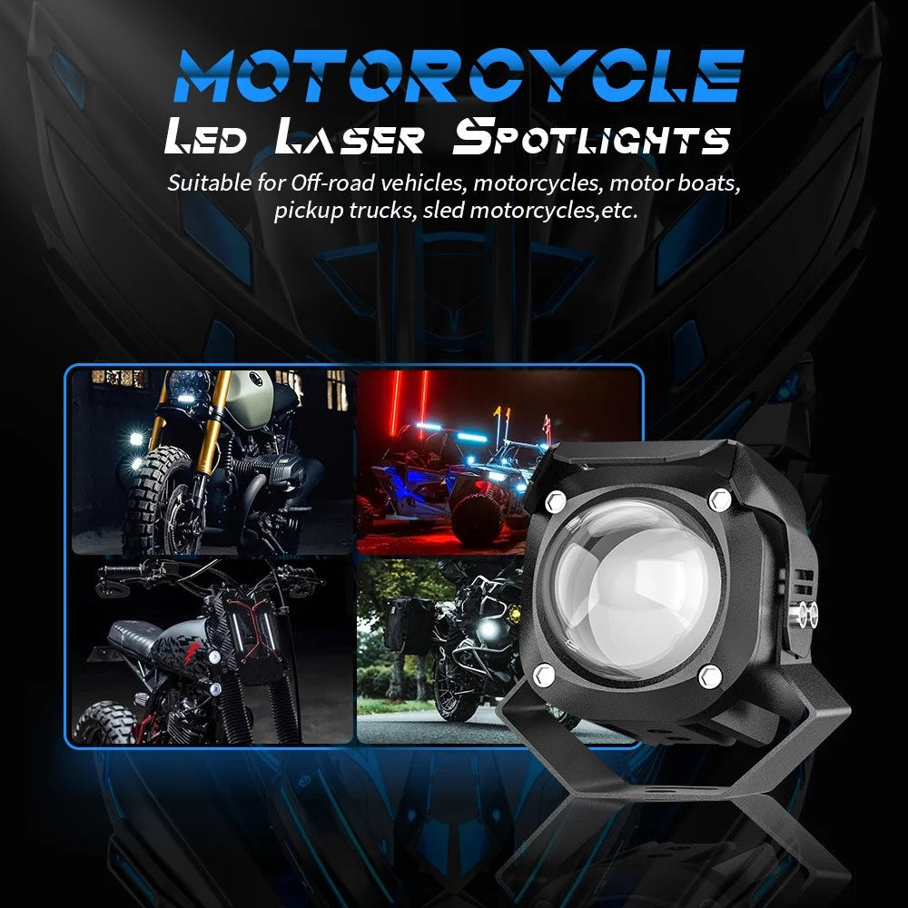 Motorcycle LED Spotlight White+Yellow High Low Beam Light Motorbike Fog Lamp - 3