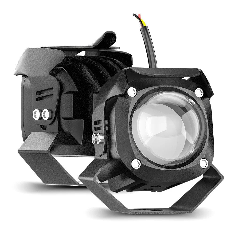 Motorcycle LED Spotlight White+Yellow High Low Beam Light Motorbike Fog Lamp - 7
