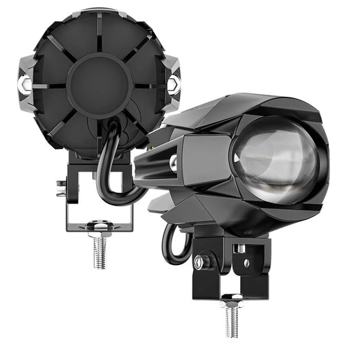 Motorcycle Bright LED Headlight Waterproof White+Yellow Light Motorbike Spotlight - 1