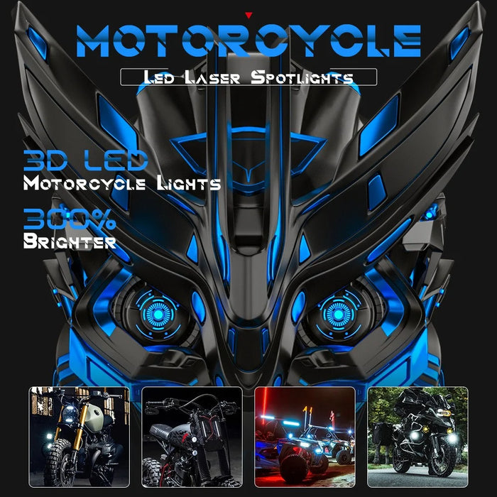 Motorcycle Bright LED Headlight Waterproof White+Yellow Light Motorbike Spotlight - 2