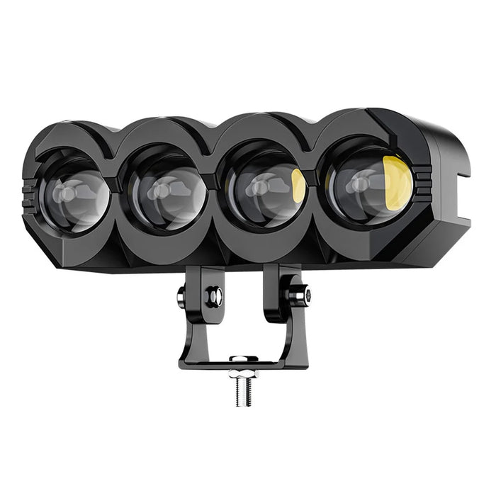 Motorcycle 4-LED Headlight Waterproof White+Yellow Light Motorbike Spotlight Front Lamp - 1