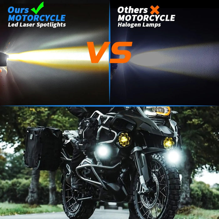 Motorcycle 4-LED Headlight Waterproof White+Yellow Light Motorbike Spotlight Front Lamp - 3
