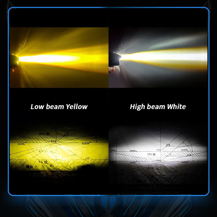 Motorcycle 4-LED Headlight Waterproof White+Yellow Light Motorbike Spotlight Front Lamp - 4